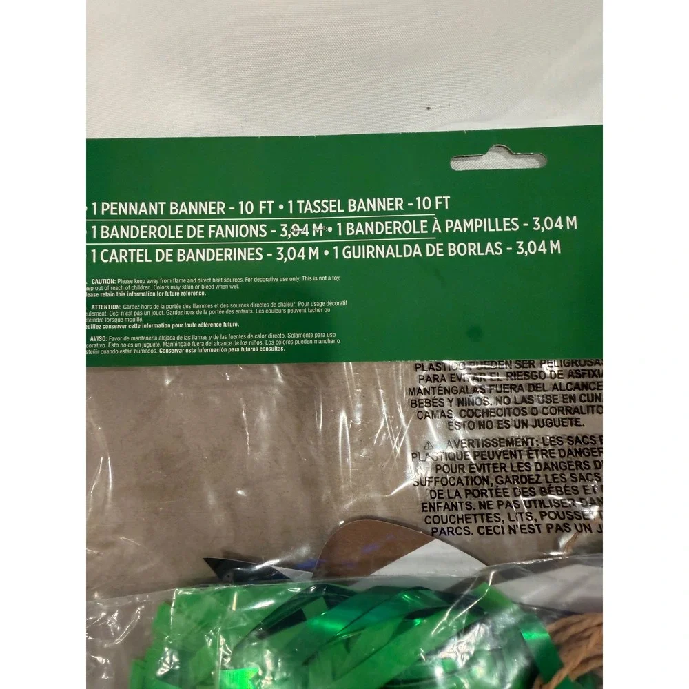 Amscan Football Party Banners 2pc Set 10ft Pennant and Green Tassel Decorations